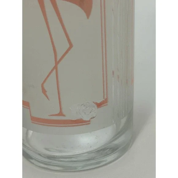 Set of 2 Vtg Glasses Pink flamingo frostedmdrinking glass bird glass Highball‎ - Picture 7 of 9